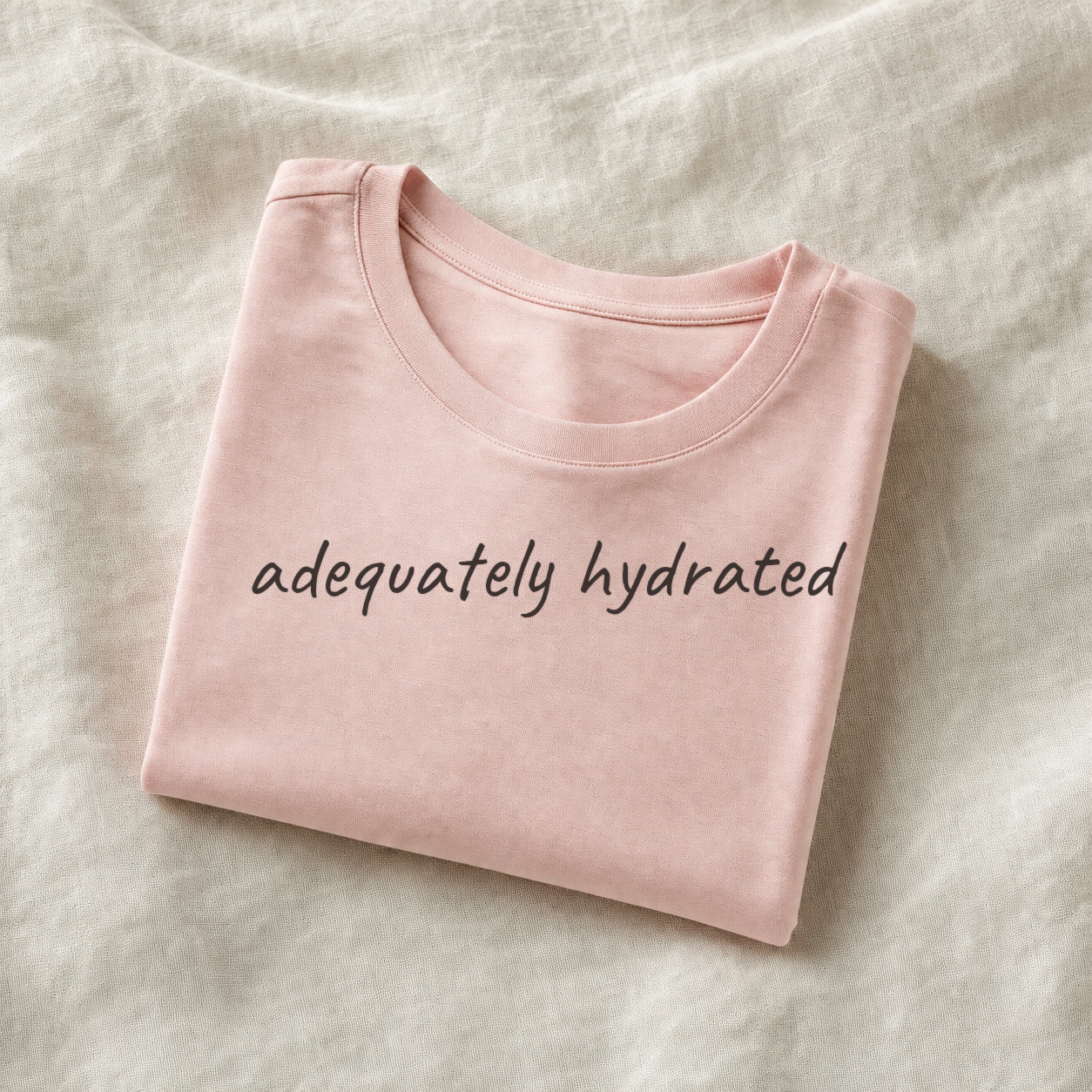 Folded blush pink planner tee on ivory linen